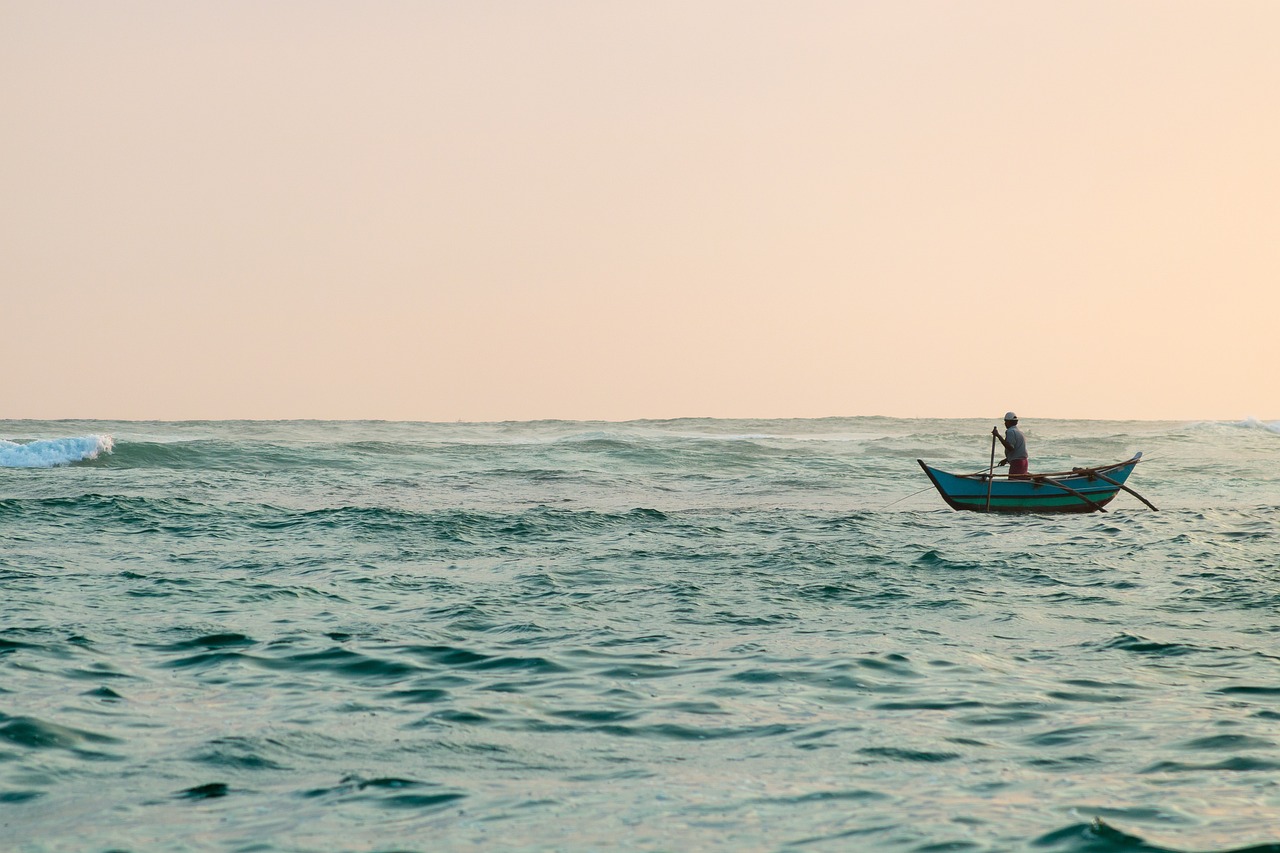 mirissa, sri lanka, fisherman, water, nature, sea, boat, ocean, summer