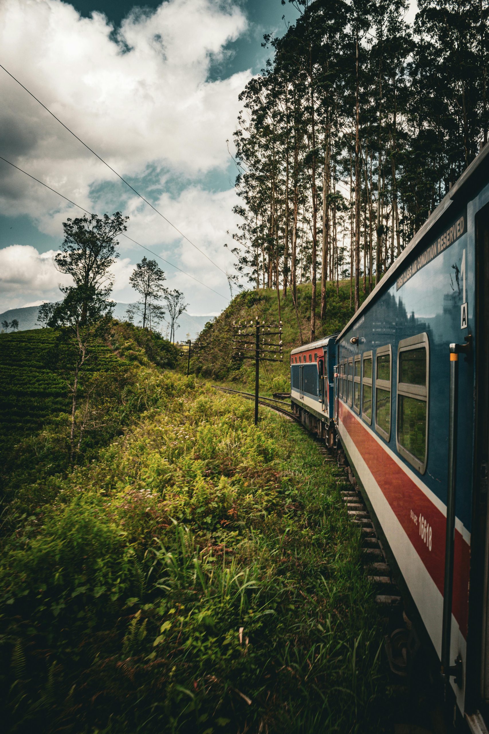 Beautiful scenic train ride through lush landscapes of Ella, in Sri Lanka's hill country.