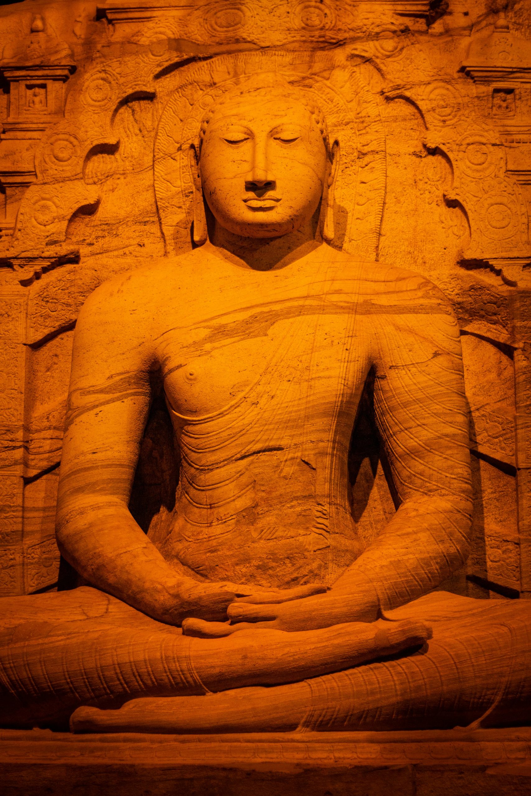 Captivating Buddha sculpture at Gal Vihara in Polonnaruwa, showcasing ancient artistry.